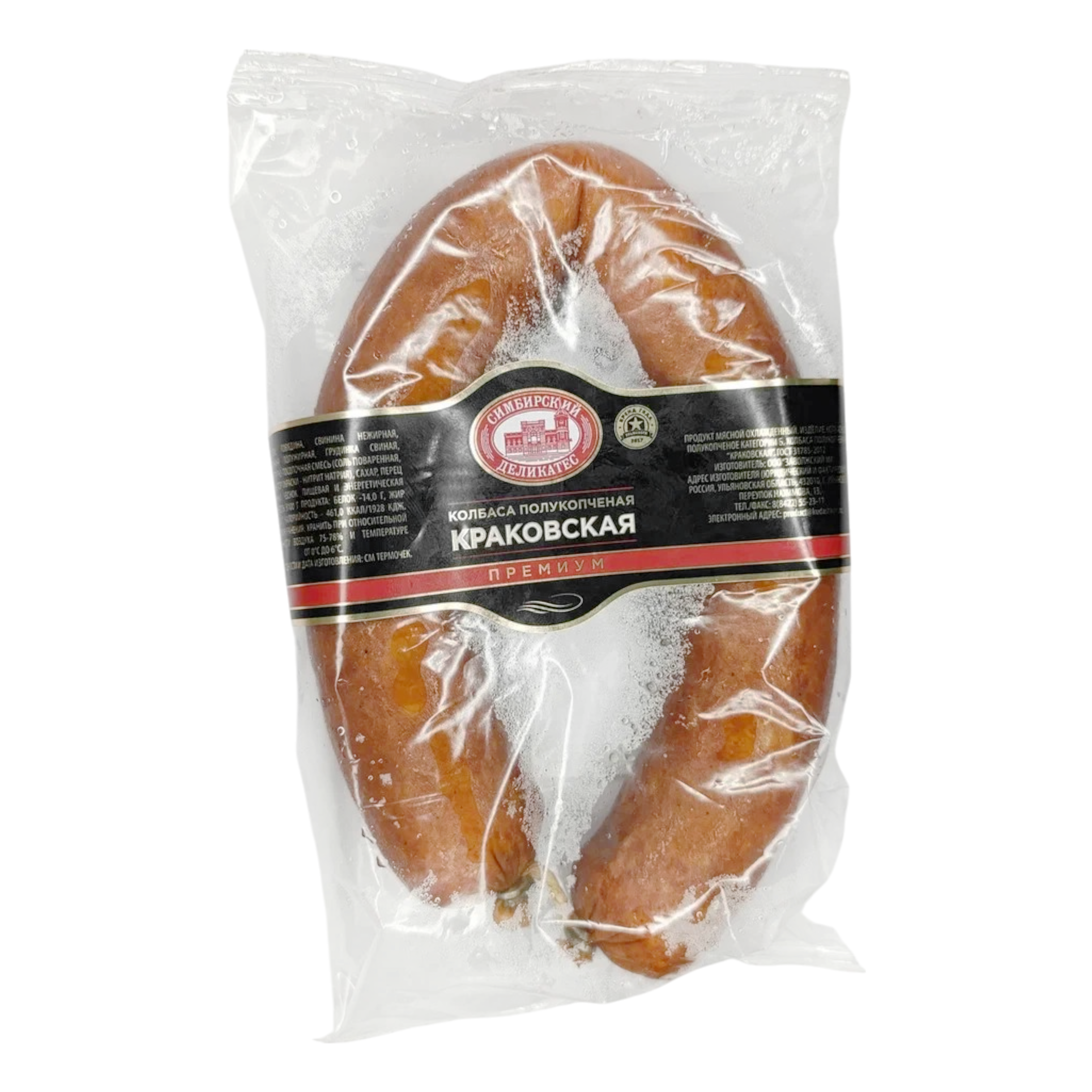 

Колбаса полукопченая Симбирский деликатес Краковская 360 г