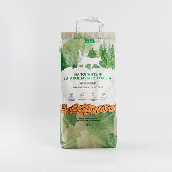 Наполнитель для кошачьего туалета древесный, 5 л