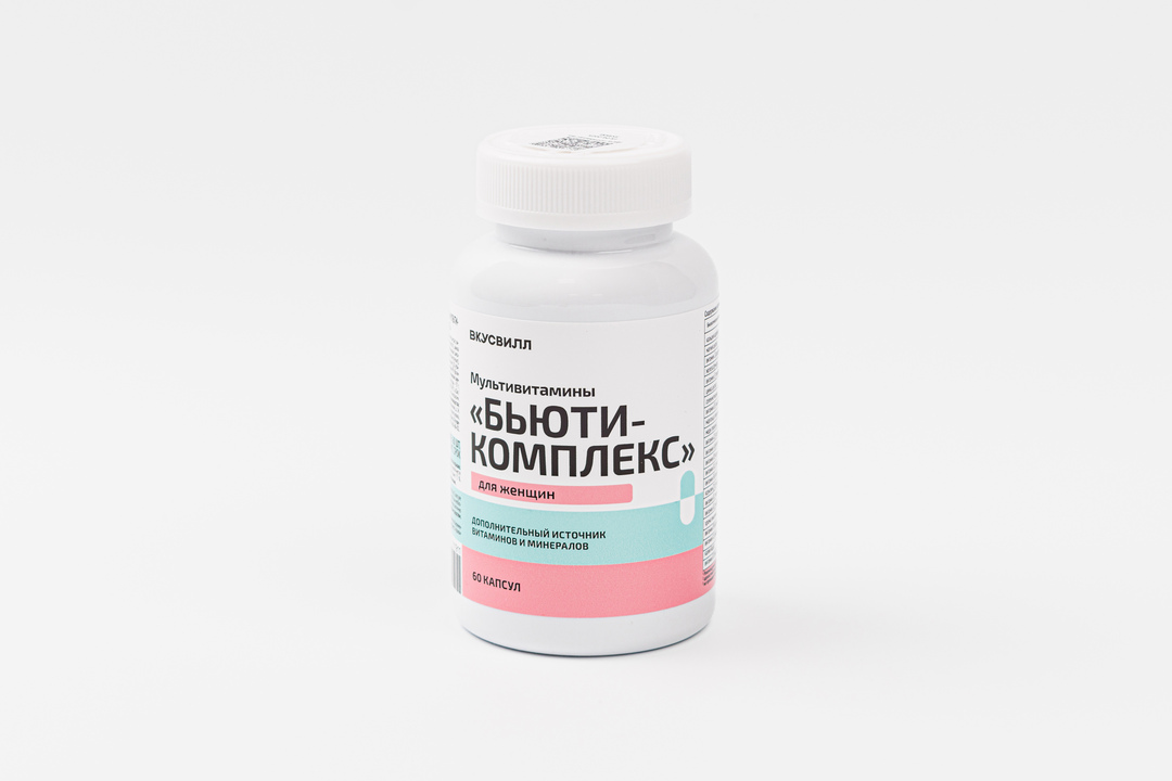 

Мультивитамины ВкусВилл для женщин Бьюти-комплекс 60 капсул