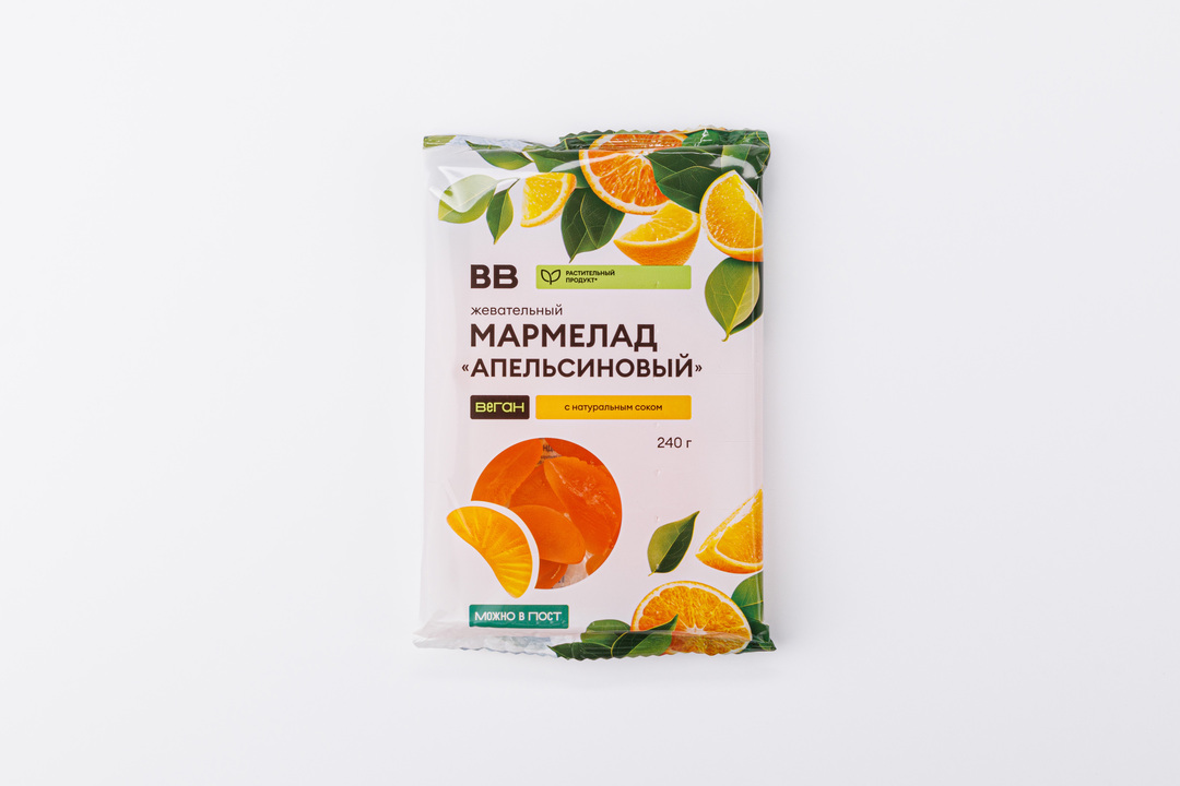 

Мармелад жевательный ВкусВилл Апельсиновый с соком веган 240 г