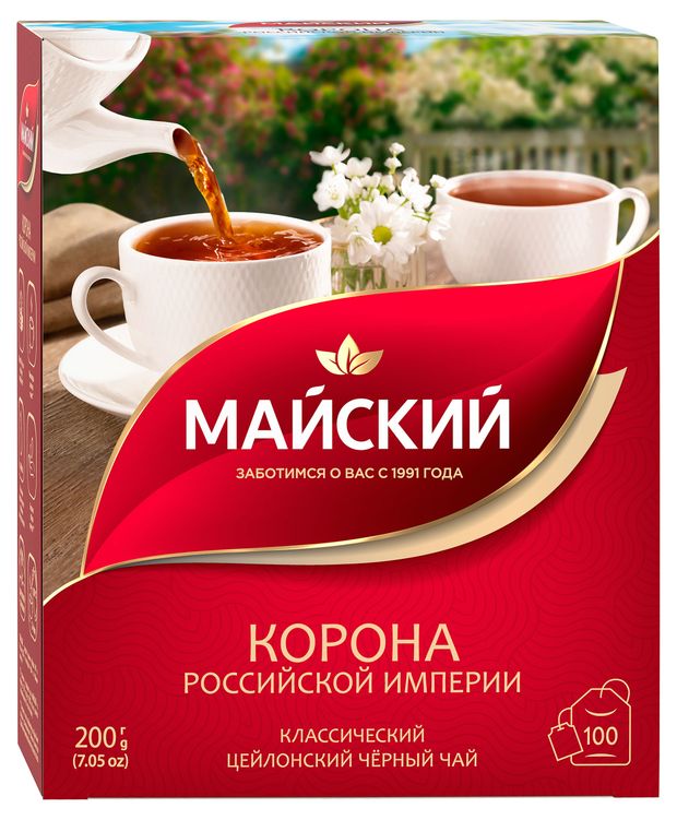 

Чай Майский Корона Российской Империи чёрный в пакетиках 100 шт х 2 г