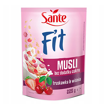 

Готовый завтрак Sante Fit клубничные и вишневые хлопья без сахара 225 г