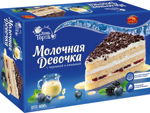 

Торт День торта Молочная девочка с черникой и ежевикой 400 г