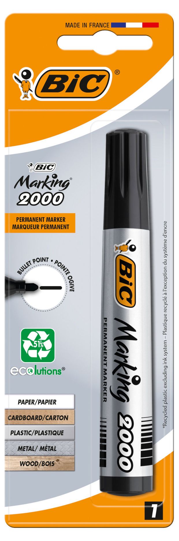 

Маркер перманентный Bic Marking 2000 цвет: чёрный, 1 шт.