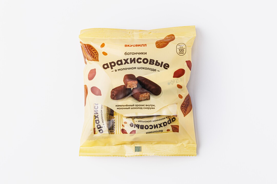 

Батончики ВкусВилл арахисовые в молочном шоколаде 150 г