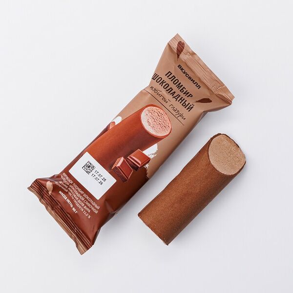 Мороженое Вкусвилл пломбир шоколадный во взбитой глазури 80 г