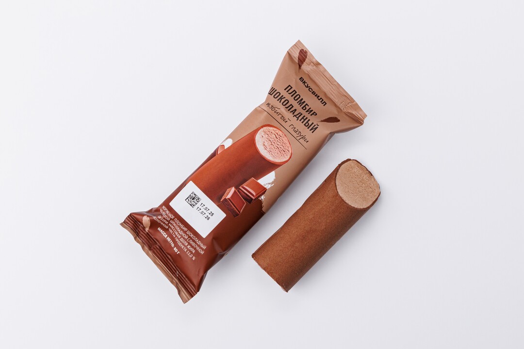 

Мороженое Вкусвилл пломбир шоколадный во взбитой глазури 80 г