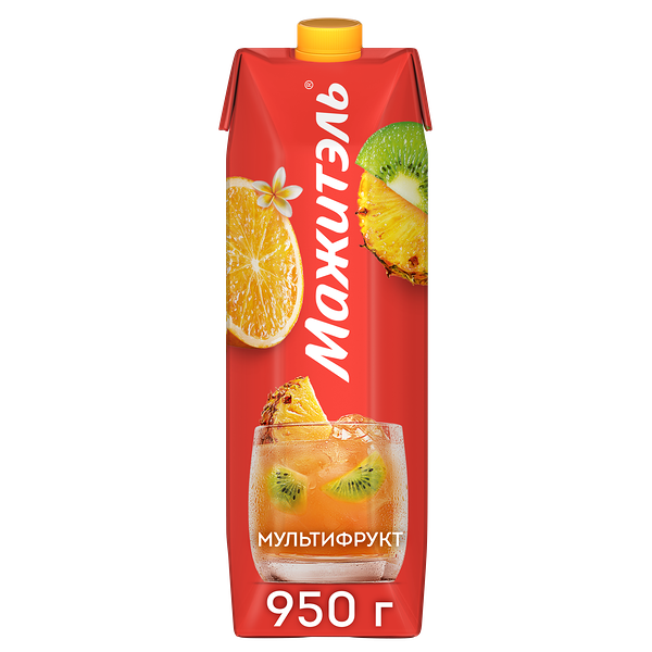 Коктейль сывороточно-молочный Мажитэль с соком и с витаминами Мультифрукт 950 г