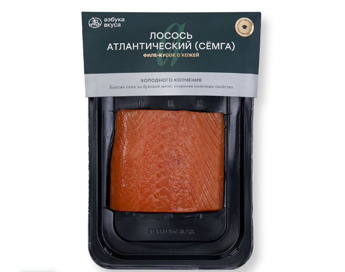 

Лосось атлантический Азбука Вкуса холодного копчения филе-кусок с кожей 200 г