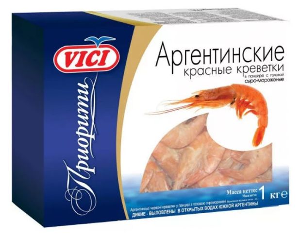 

Креветки аргентинские красные, калибр 20-30 шт в кг, Vici, 1 кг
