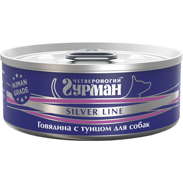 Корм для собак Четвероногий Гурман Silver line Говядина с тунцом 100 г