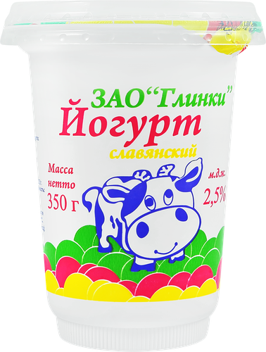 

Йогурт ГЛИНКИ Славянский Клубника 2,5%, бзмж 350 г