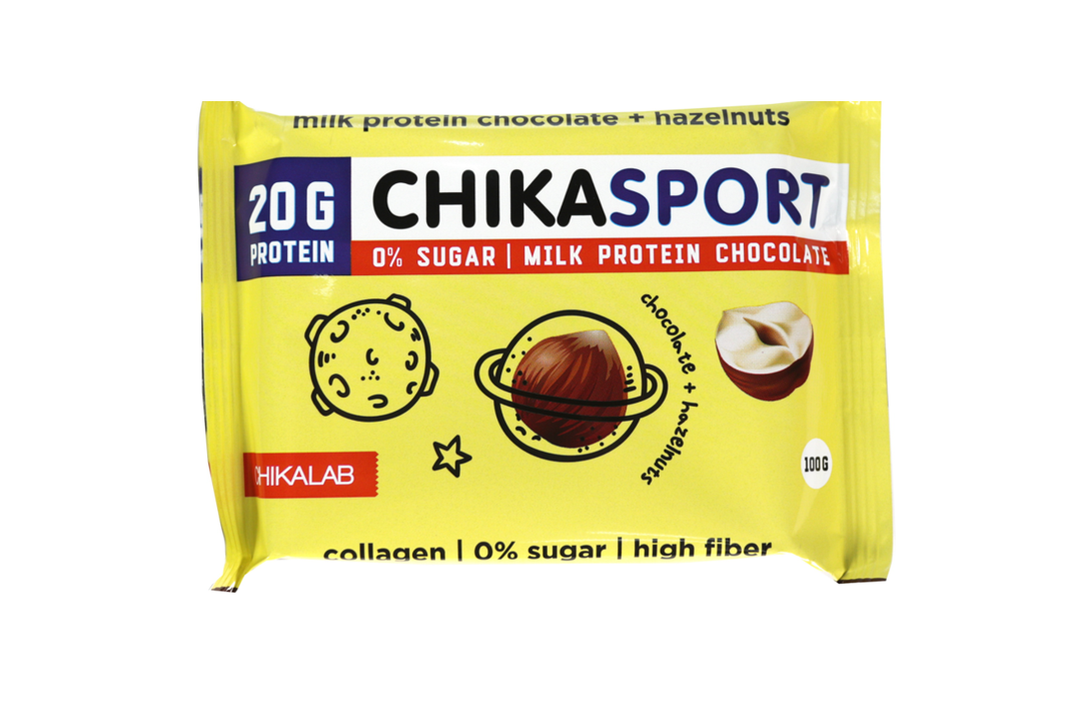 

Шоколад Chikalab Chika Sport протеиновый молочный с фундуком 100 г