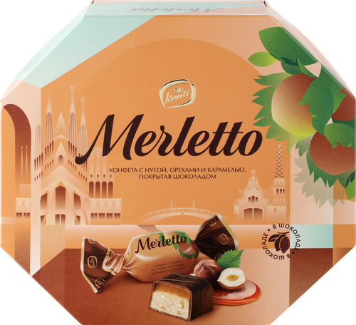 

Конфеты Merletto с нугой, орехами и карамелью 150 г