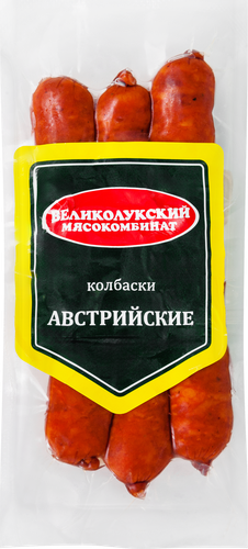 

Колбаски Великолукский Мясокомбинат Австрийские в/к в/у 90 г
