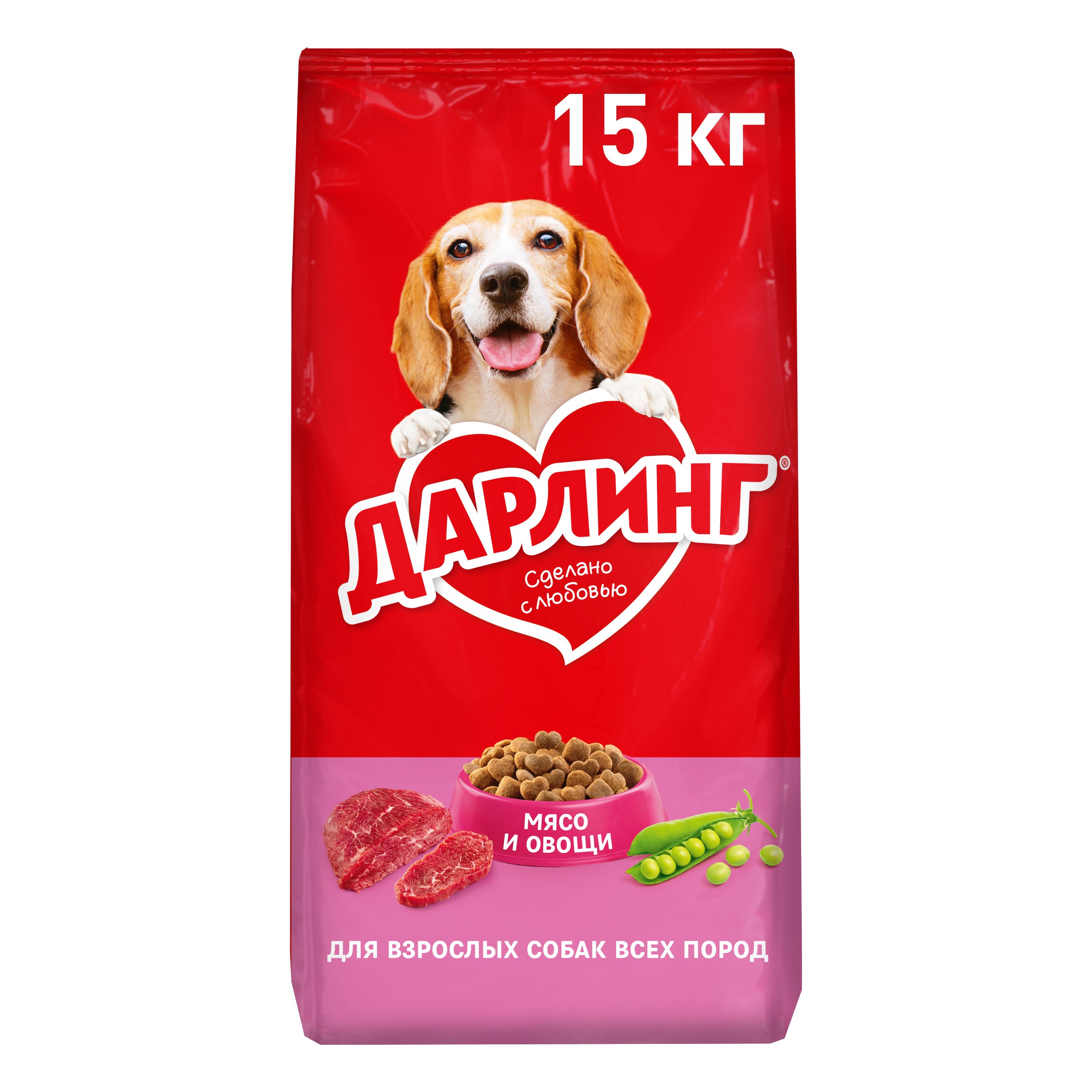 

Сухой корм Дарлинг для взрослых собак с мясом и овощами 15 кг