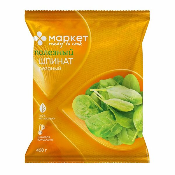 Шпинат резаный Маркет Перекрёсток быстрозамороженный 400 г