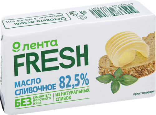 

Масло сливочное ЛЕНТА FRESH несоленое 82,5%, без змж, 100г