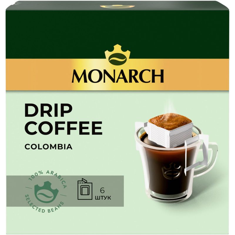

Кофе Monarch Arabica Colombia молотый 6х11 г