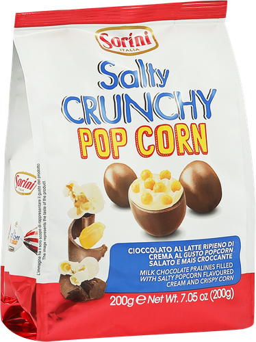

Конфеты Sorini Salty Crunchy Popcorn пралине с кремом и хрустящей кукурузой 200 г