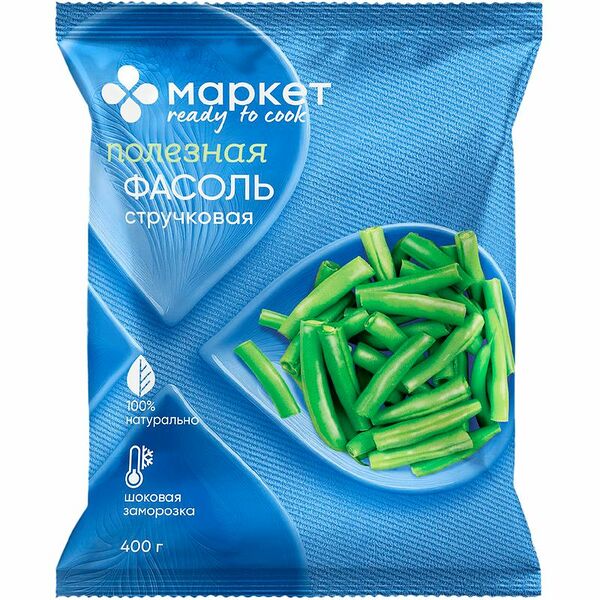 Фасоль стручковая резаная быстрозамороженная Маркет Перекрёсток 400 г