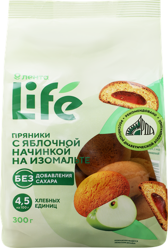 

Пряники Лента Life с яблочной начинкой, на изомальте, 300 г