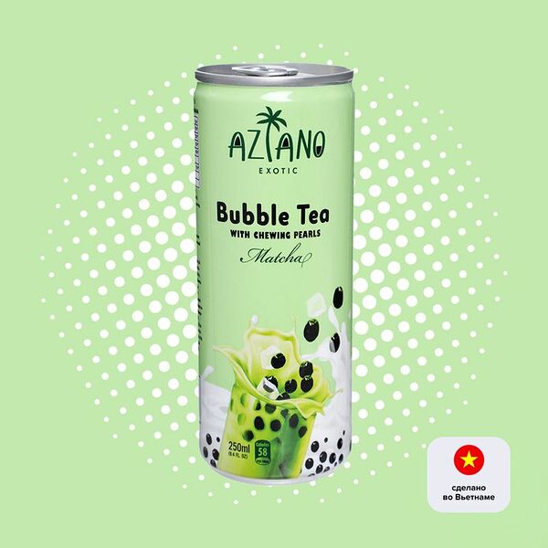 Чай молочный с жевательными шариками, AZIANO, 250 мл, в ассортименте