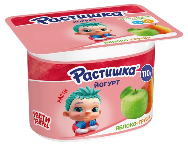 

Йогурт Растишка яблоко-груша 3% дизайн упаковки в ассортименте 110 г