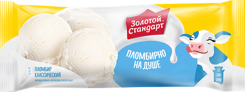 Мороженое пломбир Золотой стандарт Классический 12% 380 г