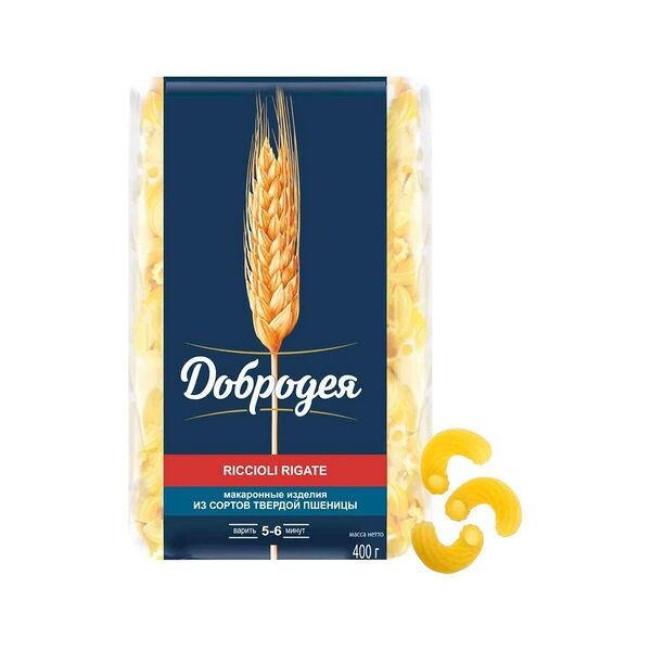 Макаронные изделия Добродея Riccioli Rigate грА в/с 400г
