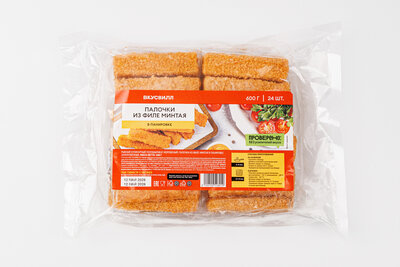 Палочки из филе минтая в панировке, Продукт замороженный , 600 г
