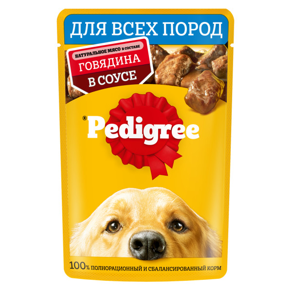 

Влажный корм Pedigree для собак говядина в соусе 85 г