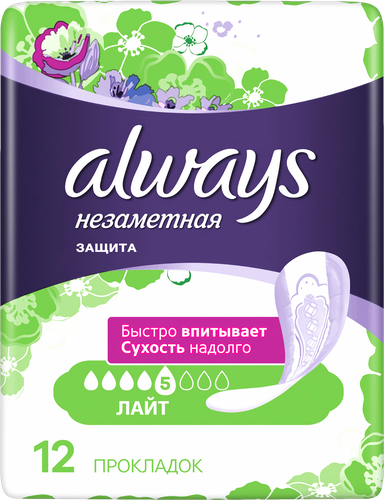 

Прокладки урологические Always Лайт Незаметная защита при недержании 12 шт.