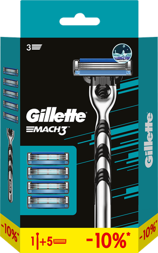 

Бритва Gillette Mach 3 лезвия + кассеты сменные для бритья 4 шт.