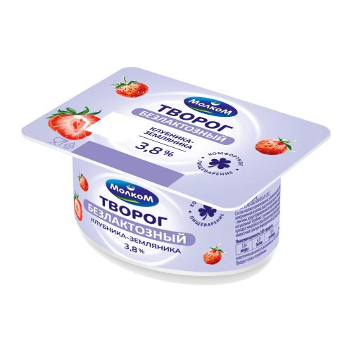 

Творог безлактозный МолкоМ со вкусом Клубника-земляника 3.8% 125 г