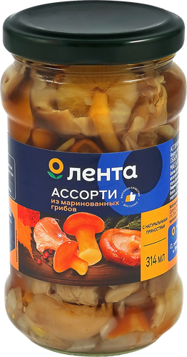 

Ассорти Лента грибное маринованное 280 г
