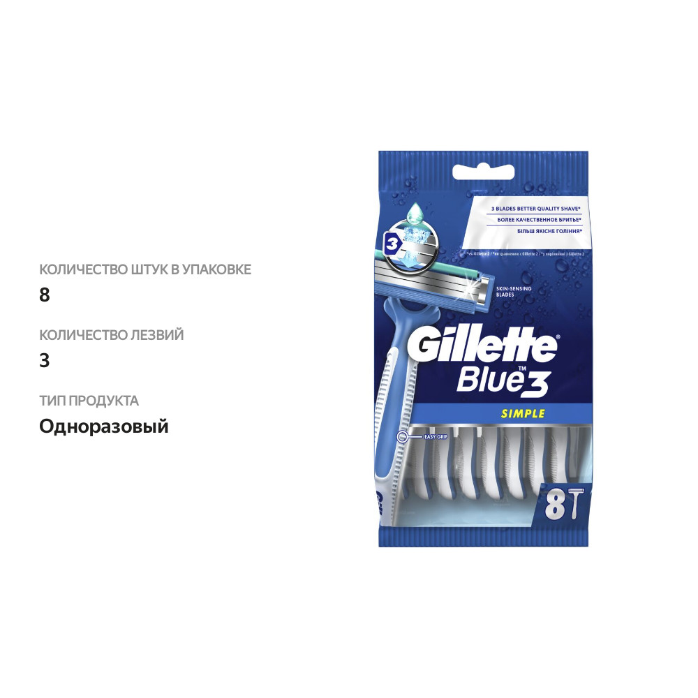 

Бритвенный станок Gillette Blue Simple 3 8 шт