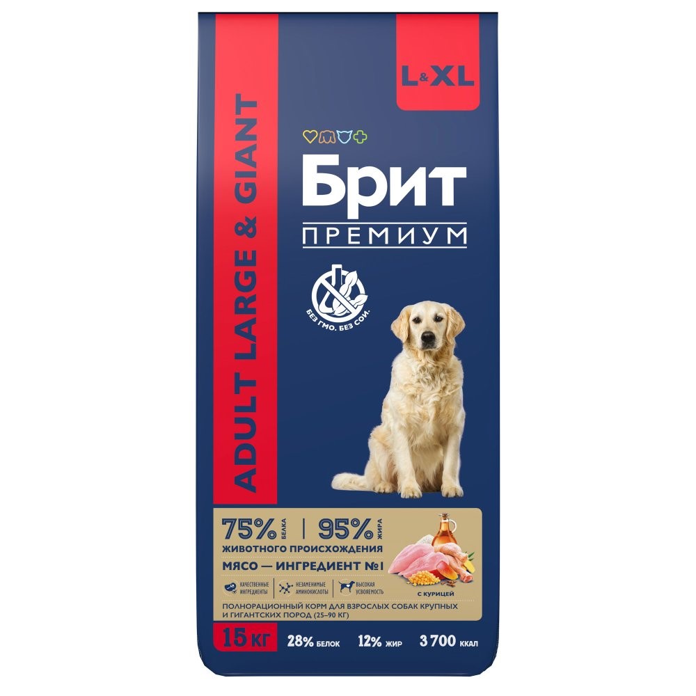 

Сухой корм Brit Premium Dog Adult Large and Giant с курицей для взрослых собак крупных и гигантских пород 15 кг