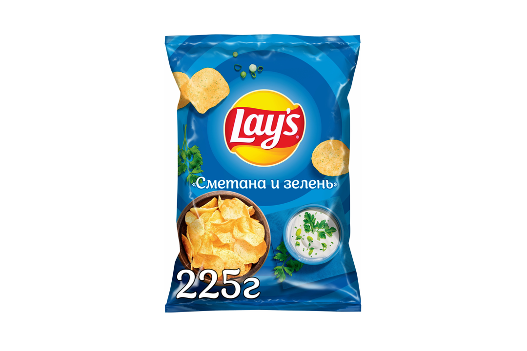 

Картофельные чипсы Lay's Сметана и Зелень 225 г