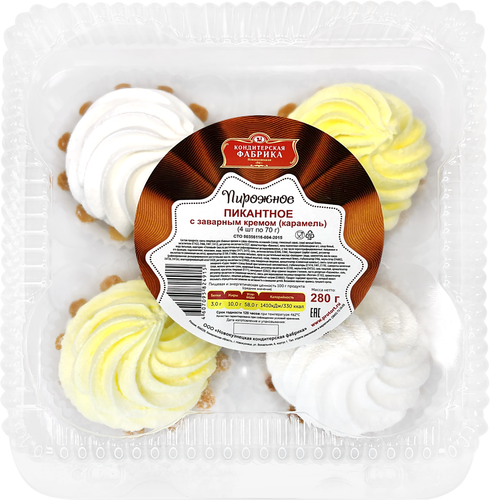 

Пирожное Новокузнецкая КФ Пикантное с заварным кремом карамель 4 шт. x 70 г