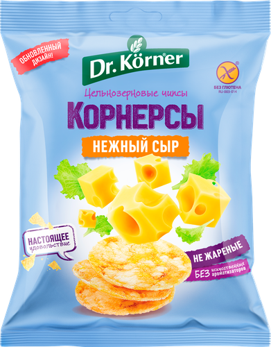 

Чипсы цельнозерновые Dr.Korner Корнерсы Нежный сыр 50 г