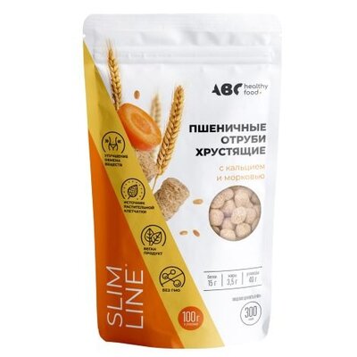 АБС Хелси Фуд (ABC Healthy Food) Линия стройности (Slim Line) Пшеничные отруби хрустящие с кальцием и морковью 100 г