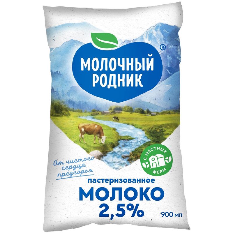

Молоко Молочный Родник пастеризованное 2.5% 900 мл
