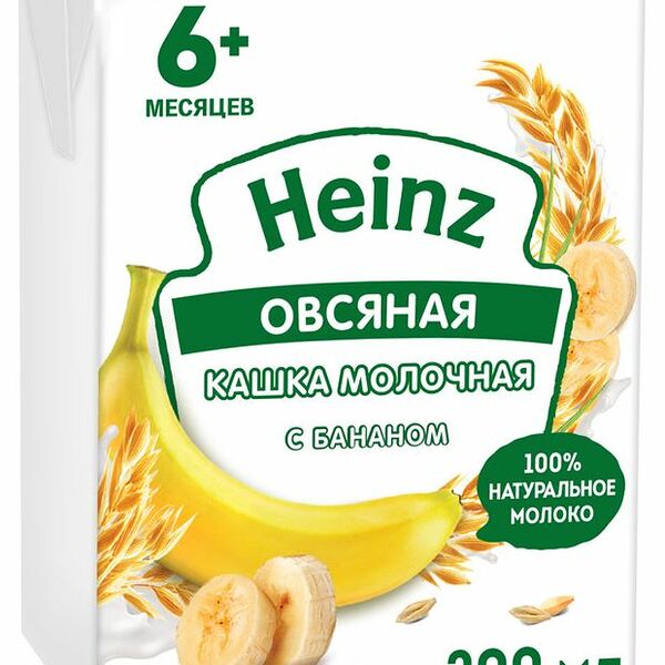 Каша овсяная молочная Heinz с бананом, с 6 месяцев 200 мл