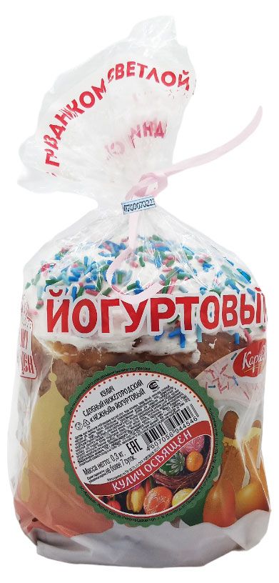 

Кулич Нижегородский Каравай нежный сдобный йогуртовый 300 г