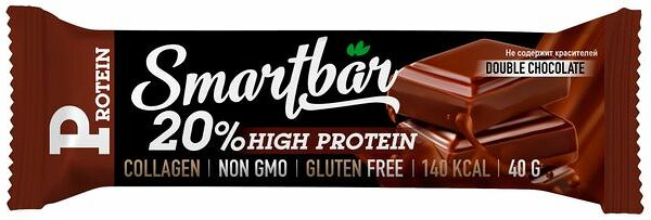 Протеиновый батончик Smartbar Protein в темной глазури с двойным шоколадом 40 г
