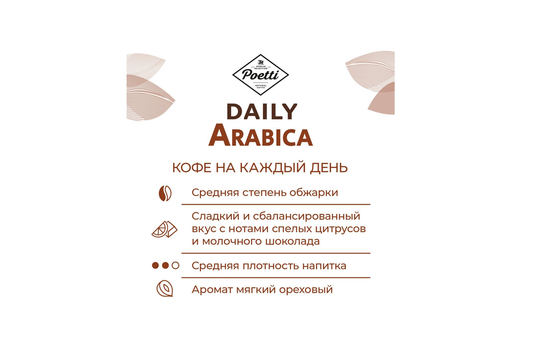 

Кофе молотый Poetti Daily Arabica 250 г