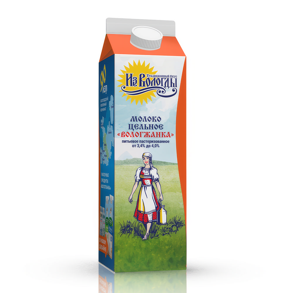 

Молоко Вологжанка цельное пастеризованное 3.4-4% 1 л