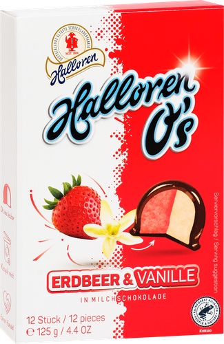 

Конфеты шоколадные Halloren Erdbeer & Vanille клубника и ваниль 125 г