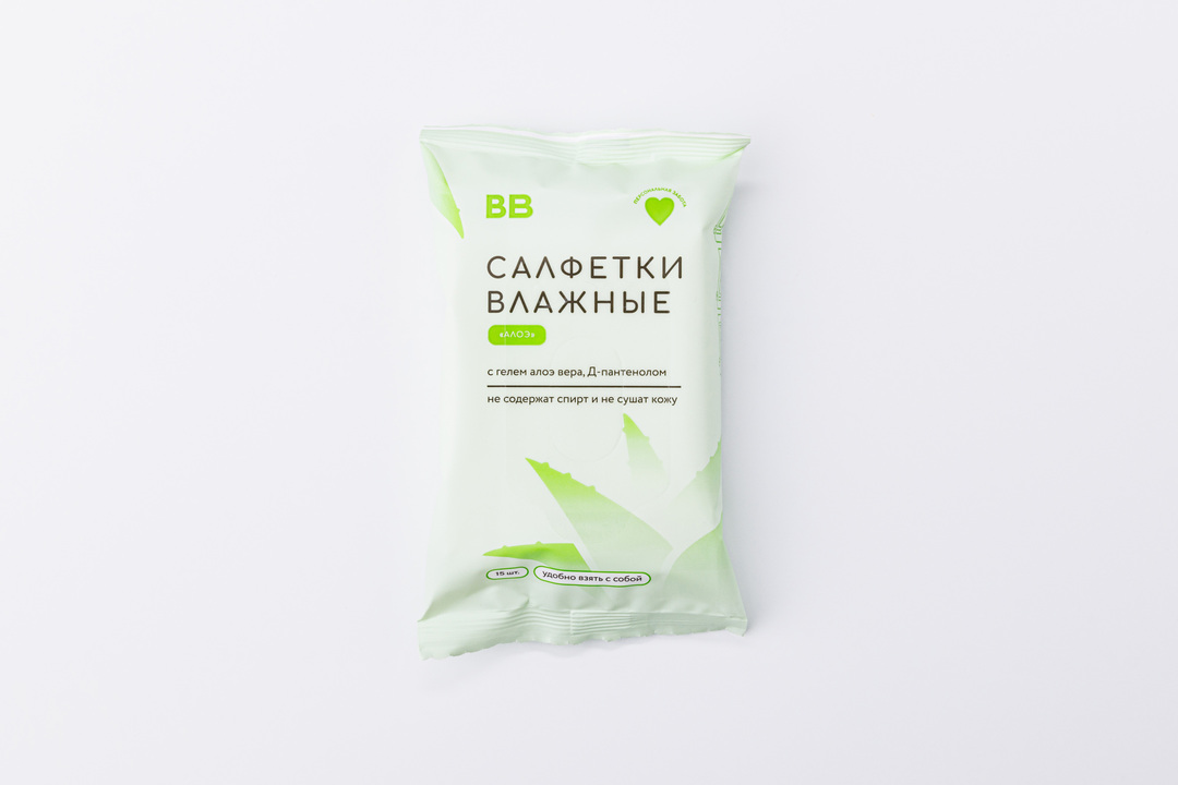 

Салфетки влажные ВкусВилл Алоэ 15 шт.